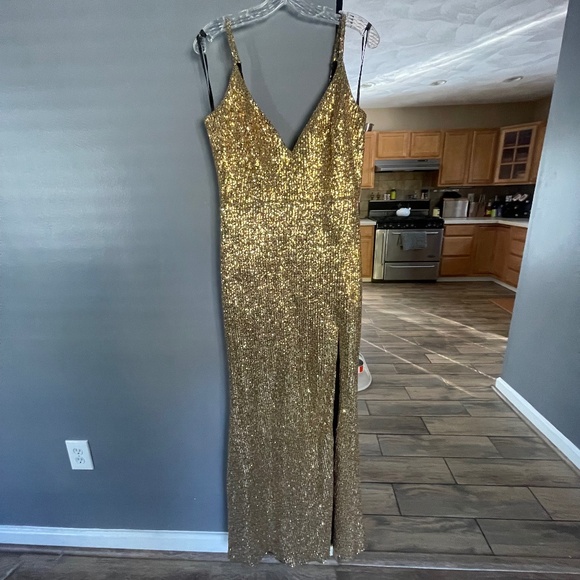 Mac Duggal  Sequin Gown – Antique Gold, Size 8 | Formal Prom Gala Dress - Picture 2 of 7